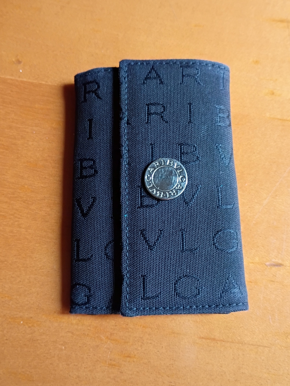 Bulgari Black Logo-Pattern Men’s Key Case with Branded Snap
